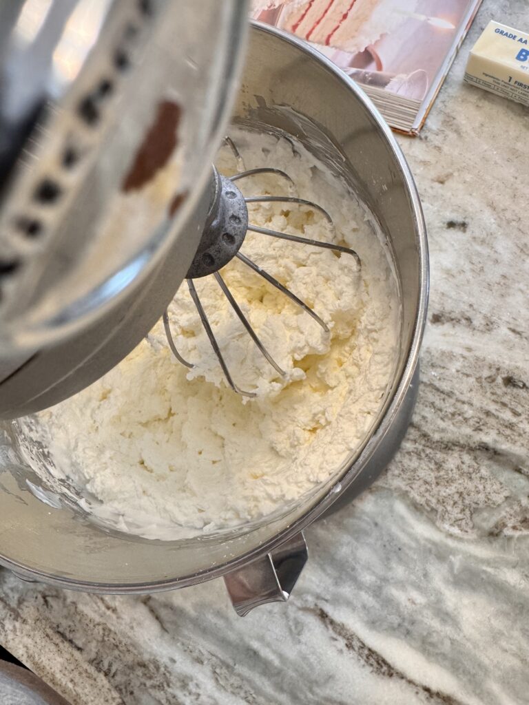 swiss meringue right after the butter has been added